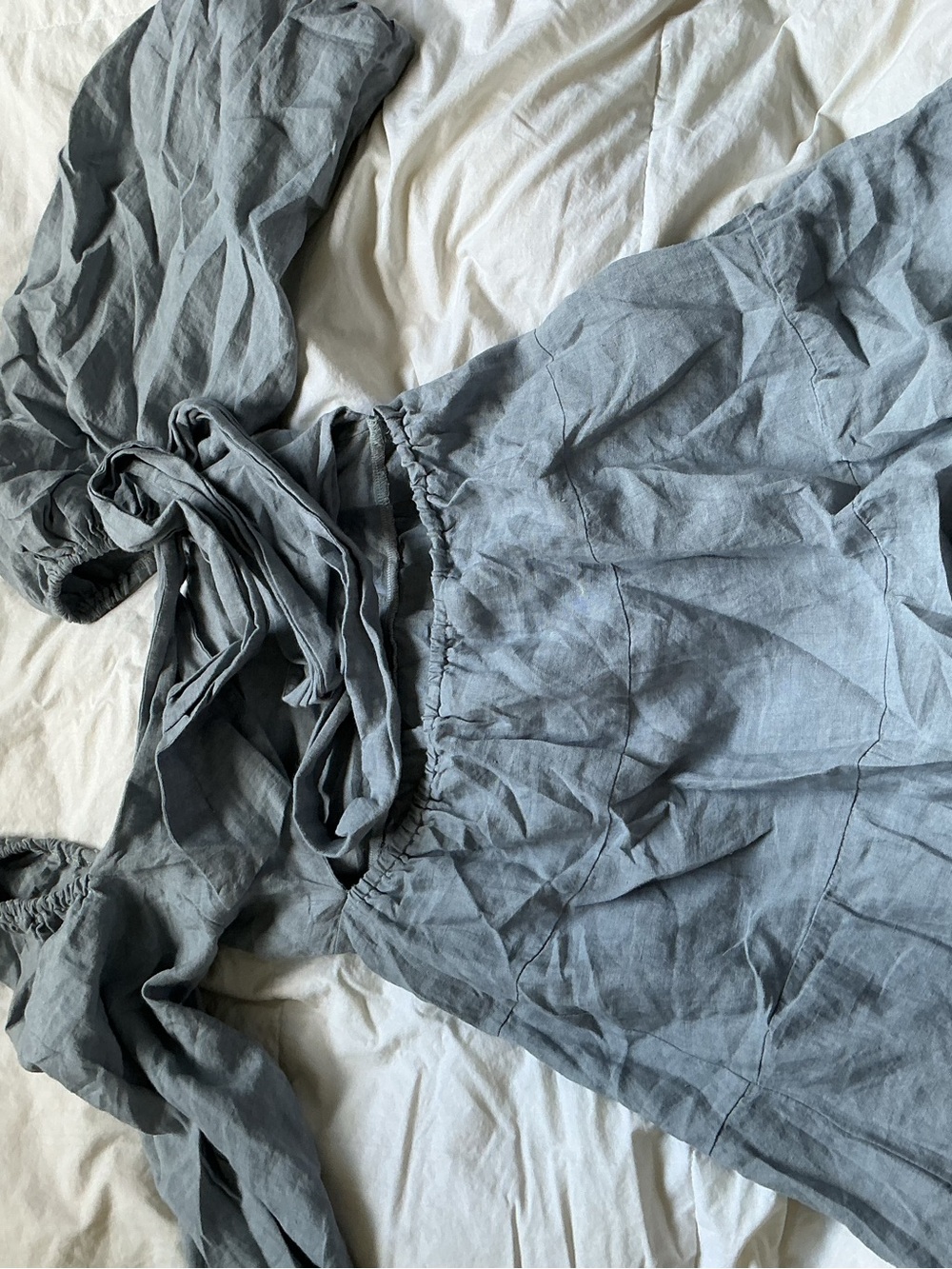 Women's Gray Elastic-Waist Linen Blend Skirt